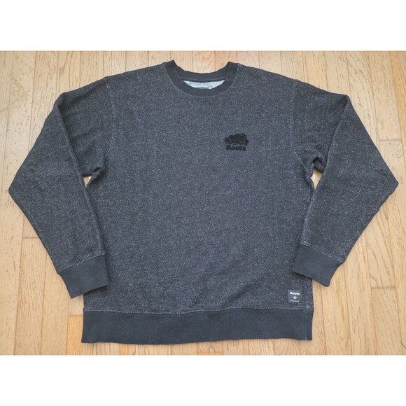 Roots Crewneck Sweatshirt Men's Medium Charcoal Gray Black - Picture 2 of 6